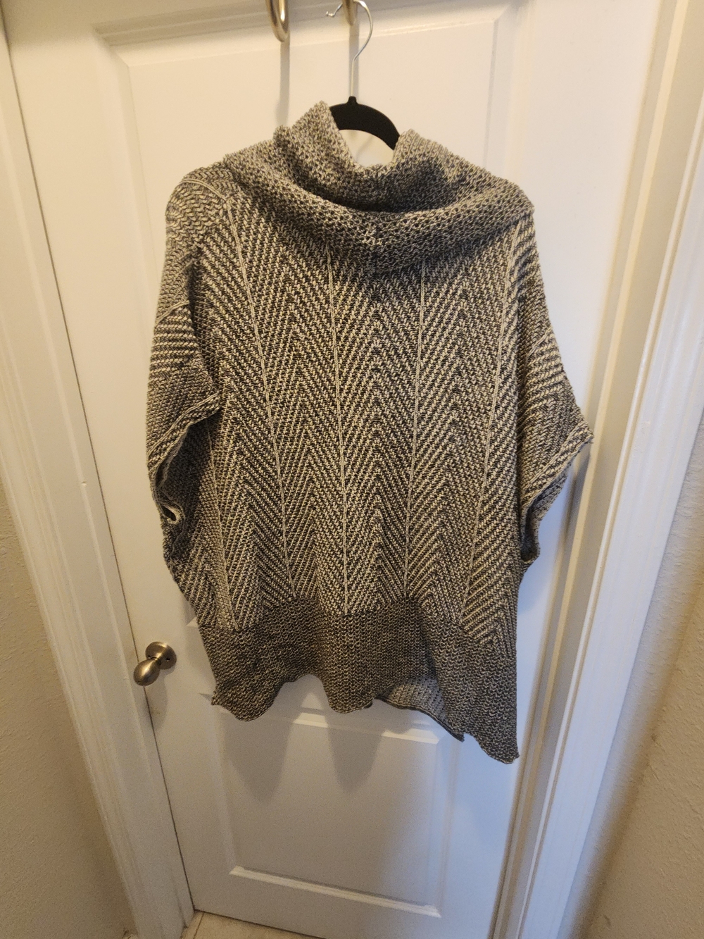 eight eight eight Gray Chevron Cowl Neck Sweater Poncho